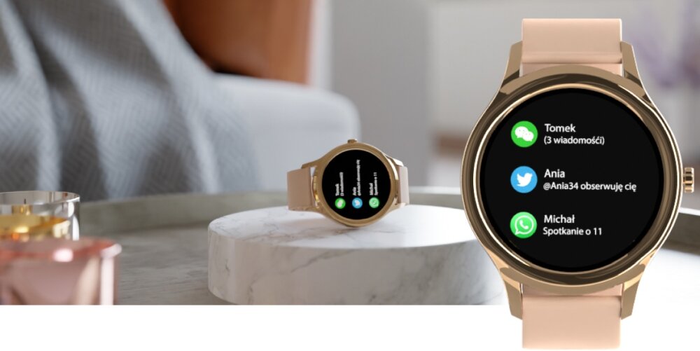 Smartwatch FOREVER Forevive 3 SB-340 ekran bateria czujniki zdrowie sport pasek ładowanie pojemność rozdzielczość łączność sterowanie krew puls rozmowy smartfon aplikacja