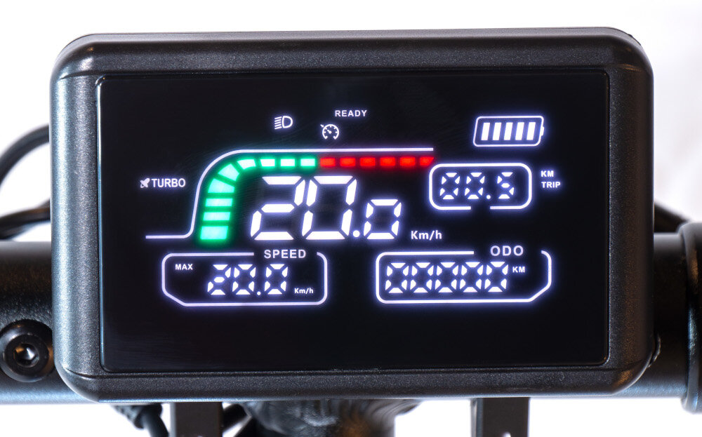 Hulajnoga elektryczna RUPTOR R1 Lite V2 10 60km 500W 10 Czarny wyswietlacz intuicyjny pelen kontrast widocznosc bardzo wyraznie widoczne informacje kontrola nad stanem hulajnogi bezpieczenstwo