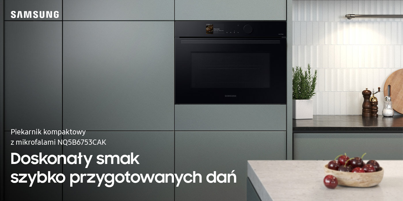 W eleganckiej i minimalistycznej kuchni ze srebrnoszarą zabudową stoi piekarnik kompaktowy NQ5B6753CAK, który można kupić w sieci Media Expert W eleganckiej i minimalistycznej kuchni ze srebrnoszarą zabudową stoi piekarnik kompaktowy NQ5B6753CAK, który można kupić w sieci Media Expert