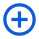 Niebieska ikona z białym symbolem plusa w środku, otoczona zębatką. Tło jest przezroczyste.