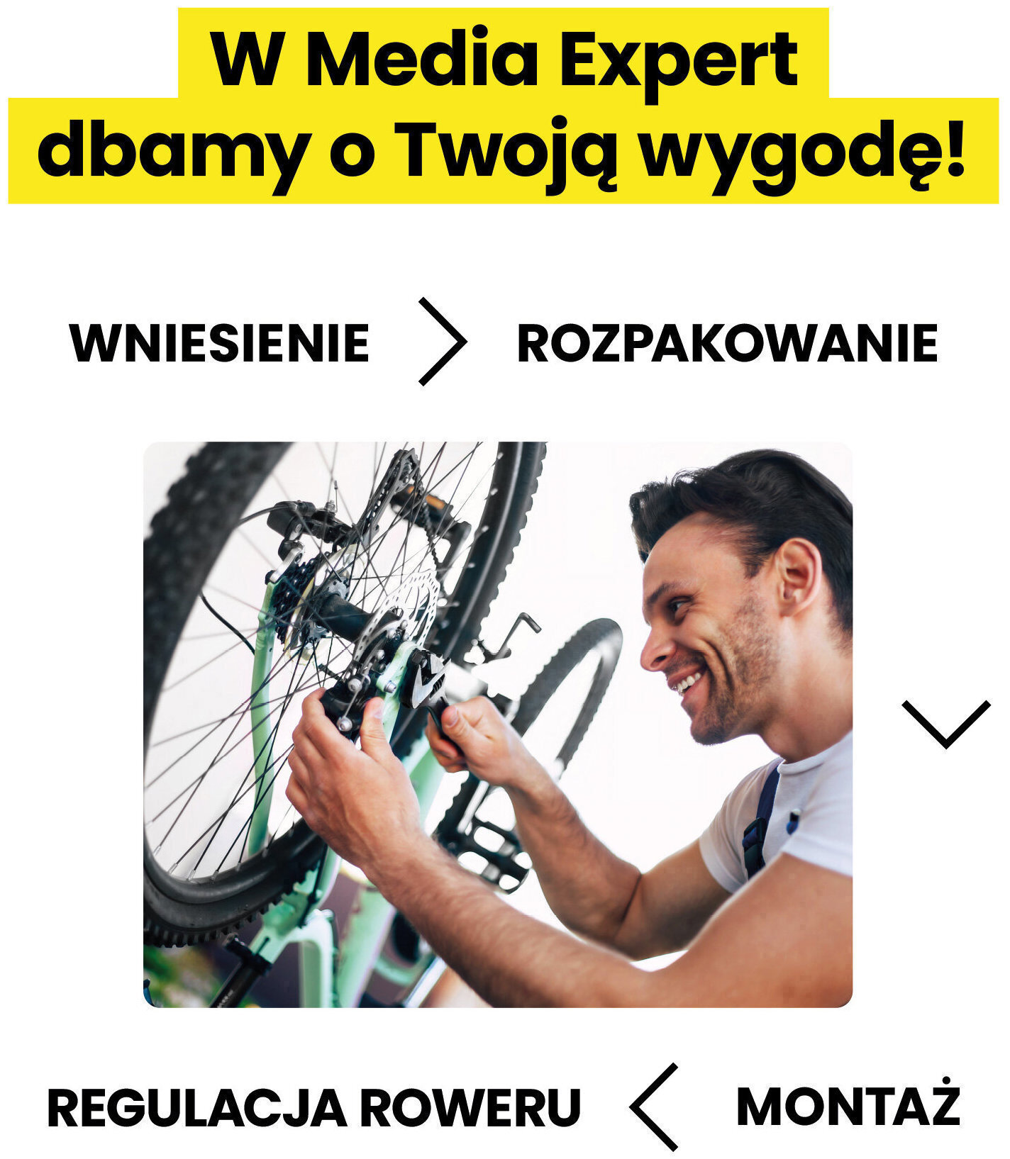 Rower dziecięcy BATCH Kids 12 cali dla dziewczynki Zielony  mężczyzna naprawia rower usługa montażu wniesienia przygotowanie do jazdy