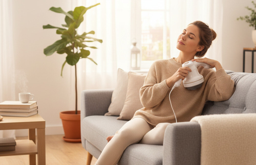 Masażer JOCCA Handheld Body Massager 6017 zdjęcie lifestyle Rozluźnienie po całym dniu