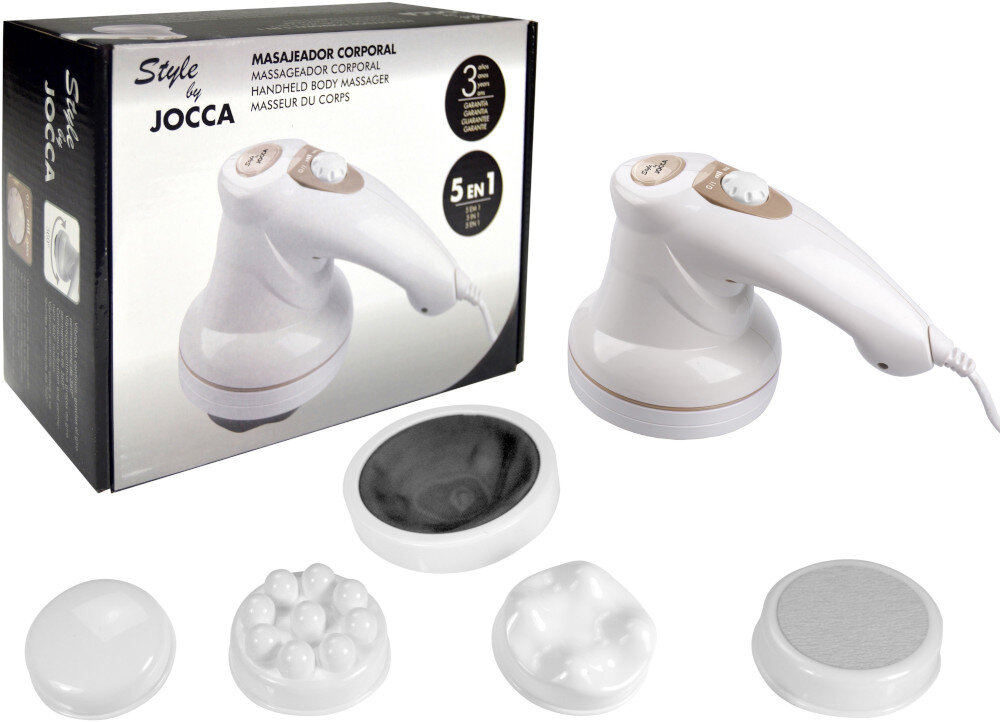 Masażer JOCCA Handheld Body Massager 6017 zdjęcie lifestyle zestaw akcesoria komplet wyposażenie
