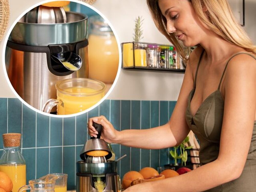 Wyciskarka do cytrusów CECOTEC EssentialVita Hyden dźwignia ciśnieniowa, system ciągłej ekstrakcji, mechanizm antykapowy