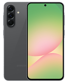Na obrazie widoczny jest smartfon z dużym ekranem i trzema aparatami z tyłu. Obudowa jest w ciemnym kolorze, a ekran wyświetla gradientowe tło w odcieniach zieleni i różu.