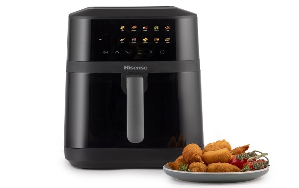 Air Fryer Frytkownica beztłuszczowa HISENSE HAF1800DCD 6.3l z okienkiem do obserwacji postępów gotowania opóźniony start, planowanie gotowania z wyprzedzeniem, odpowiednio dopasowane do ciebie