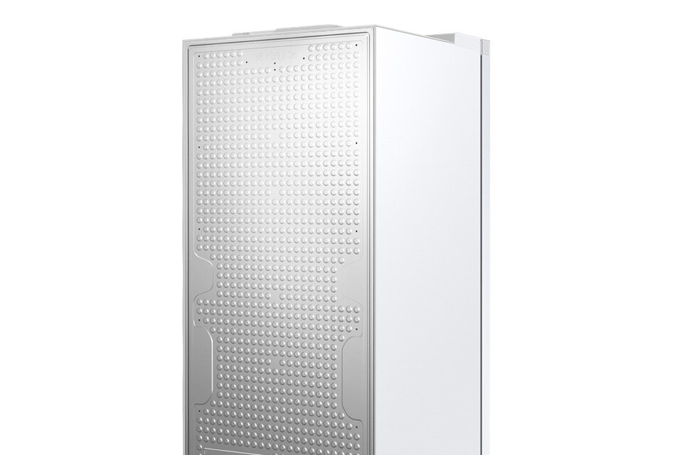 Biała lodówka z zabudowanym tyłem metalową osłona Clean Back