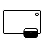 połącz tablet z innymi urządzeniami Galaxy Czarny kształt przypominający logo Apple w formie nadgryzionego jabłka.