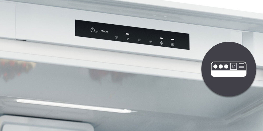 LODÓWKA CANDY ECNBQL3518EV FRESCO 400 wizualizacja ikona górny panel wewnętrzny panel sterowanie funkcje regulacja kontrola