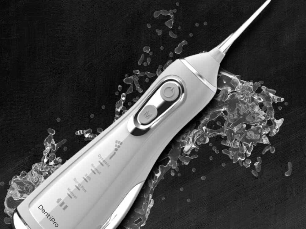 Irygator do zębów ALPHA DentiPro SWF-01 Biały Wydajność, na którą możesz liczyć czas działania timer automatyczne wyłączenie Wodoszczelność na poziomie IPX7 Solidna konstrukcja z materiału ABS wysoka odporność mechaniczna