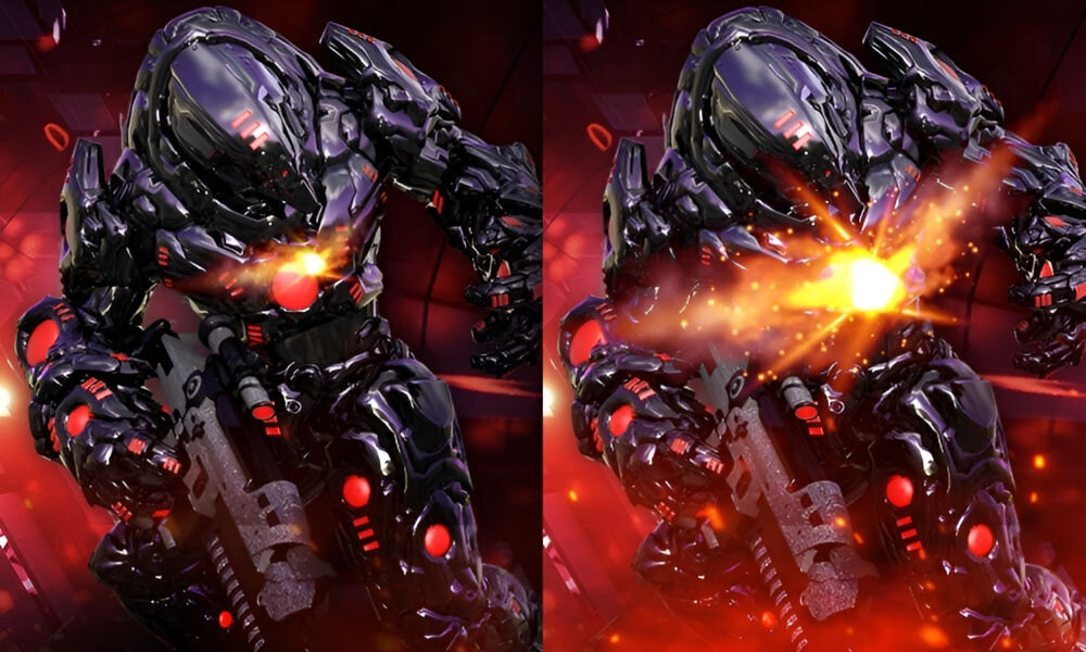 Monitor LG UltraGear 32G810SA-W.AEU 31.5 3840x2160px IPS 144Hz 1 ms [GTG] porównanie obrazu z Low Latency i bez wyraźne detale szybka reakcja