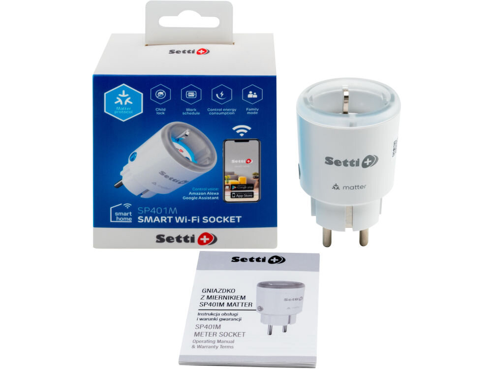 Gniazdko SETTI+ SP401M Wi-Fi Matter Inteligentne gniazdko smart home kontrola oszczędność wygoda