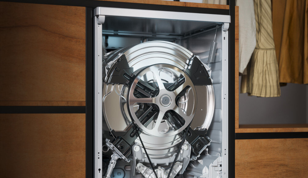 PRALKA MIELE W1 WWA120 WCS zdjęcie lifestyle mechanizm budowa konstrukcja wnętrze pralki Testowane na 20 lat użytkowania testy 20 lat użytkowania podzespoły modele fazy rozwoju