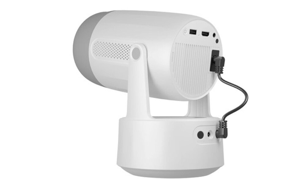 Projektor KIANO Vision 2 magnetyczna bateria 2,5 h seansu bez kabli, projektor pod skosem tyłem, na białym tle