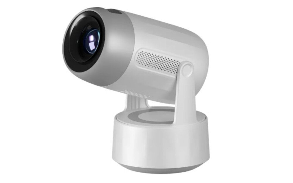 Projektor KIANO Vision 2 Bluetooth łączność słuchawki głośnik bez kabli, projektor pod skosem na białym tle