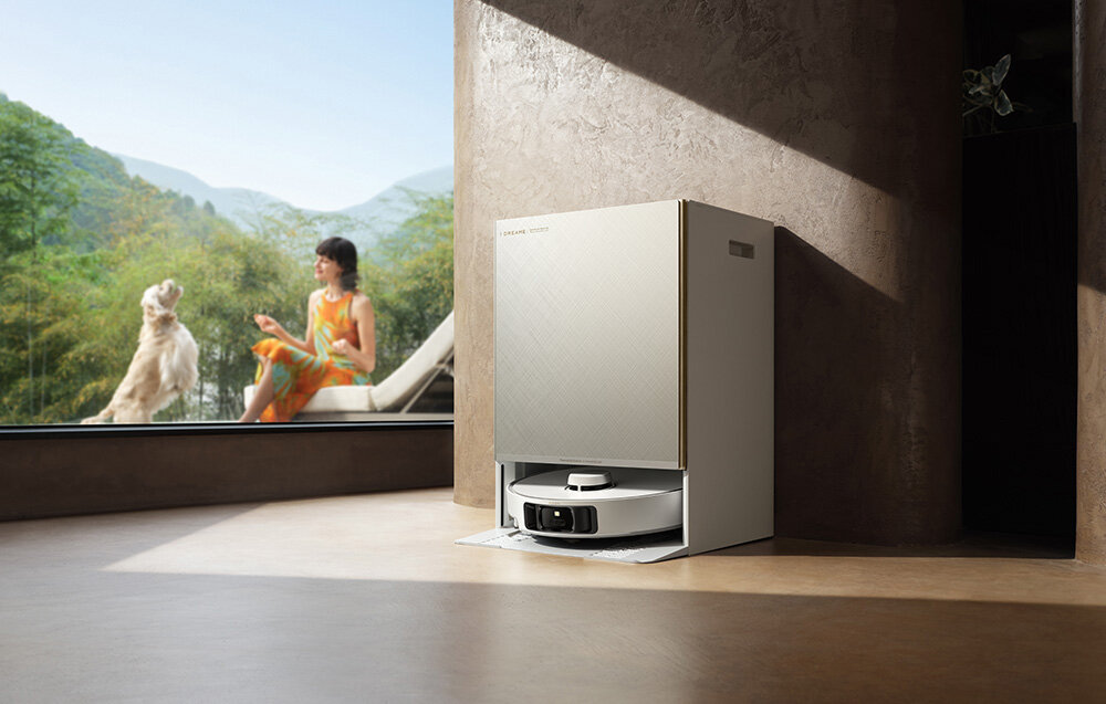 Robot sprzątający DREAME Matrix 10 Pro Biały zdjęcie lifestyle Stacja czyszcząca PowerDock Wielofunkcyjna stacja  System ThermoHub 20 dysz temperatura zbiorniki pojemność trzy rodzaje płynów System Auto-Empty  kurz do worka 3,2 l
