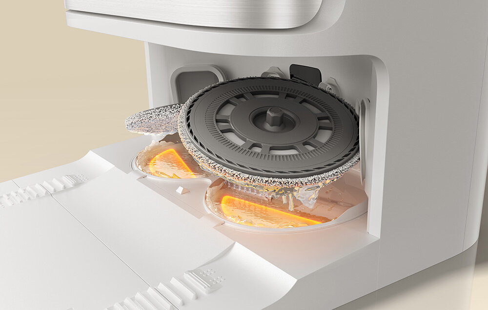 Robot sprzątający DREAME L50 Ultra AE Biały zdjęcie lifestyle Higiena stacji dokującej AceClean DryBoard™ System 20 dysz  specjalna płyta szorując automatyczny drenaż higiena