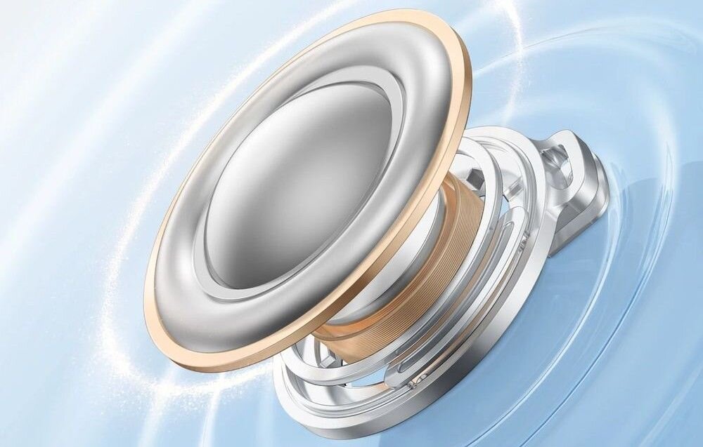 SOUNDCORE R60I ANC przetworniki 11 mm mocny bas dynamiczny dźwięk słuchawki dokanałowe, membrana na błękitnym tle