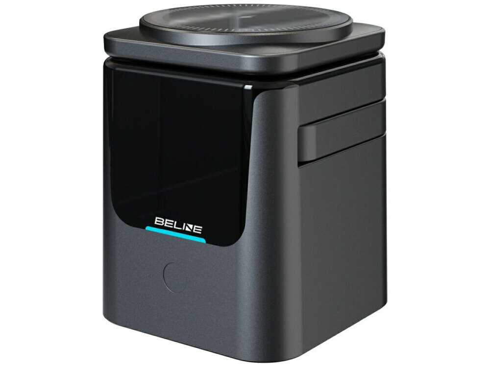 BELINE BE-3IN1 smartfona, smartwatcha i słuchawek bezprzewodowych Konstrukcja typu stand pionowo lub poziomo - stacja ładująca złożona