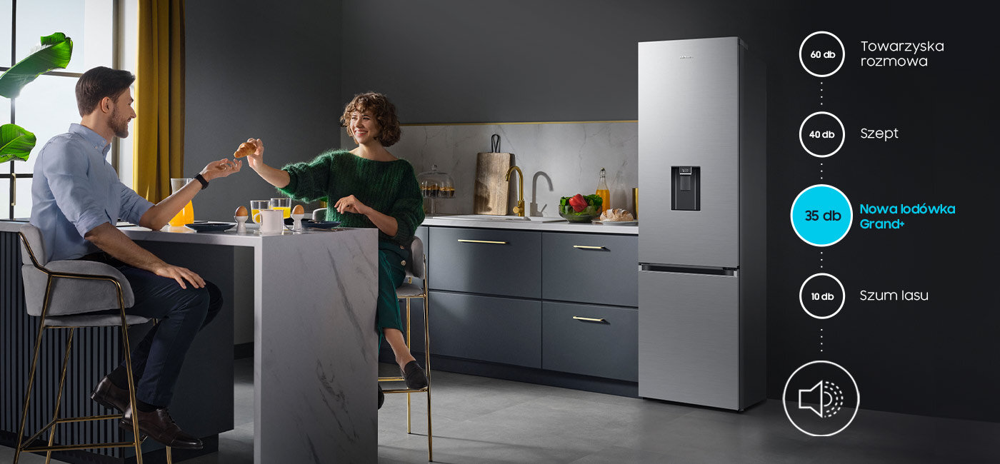 Wyjątkowo cicha praca to jedna z głównych zalet lodówki Samsung RB38C635ES9