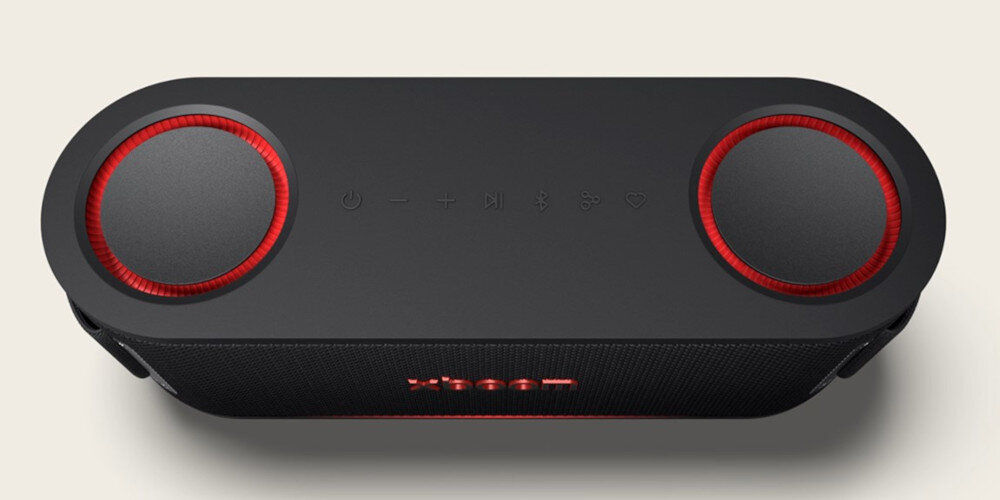 Głośnik mobilny LG Bounce podwójne pasywne radiatory basygłosnik mobilny na białym tle od góry