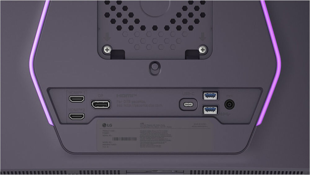 Monitor LG UltraGear 27GX790B-B 26.5 cala OLED 2560x1440px 540Hz 0.02 ms [GTG] zbliżenie na złącza różne urządzenia wygoda elastyczność