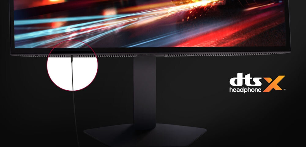 Monitor LG UltraGear 27GX790B-B 26.5 cala OLED 2560x1440px 540Hz 0.02 ms [GTG] zbliżenie na wyjście słuchawkowe, czat głosowy, DTS Headphone:X, dźwięk 3D