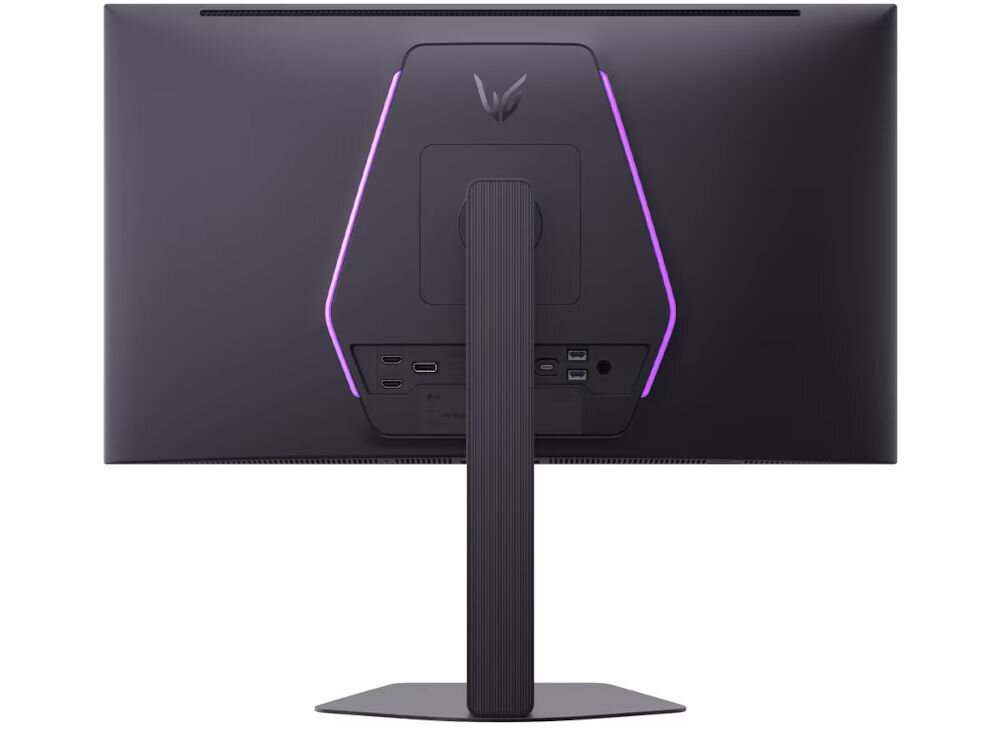 Monitor LG UltraGear 27GX790B-B 26.5 cala OLED 2560x1440px 540Hz 0.02 ms [GTG] prezentacja monitora od tyłu na białym tle VESA 100 mm łatwe stabilne przymocowanie oszczędność miejsca uchwyt biurkowy VESA zwiększa powierzchnię roboczą dopasowanie ustawienia ekranu organizacja pracy