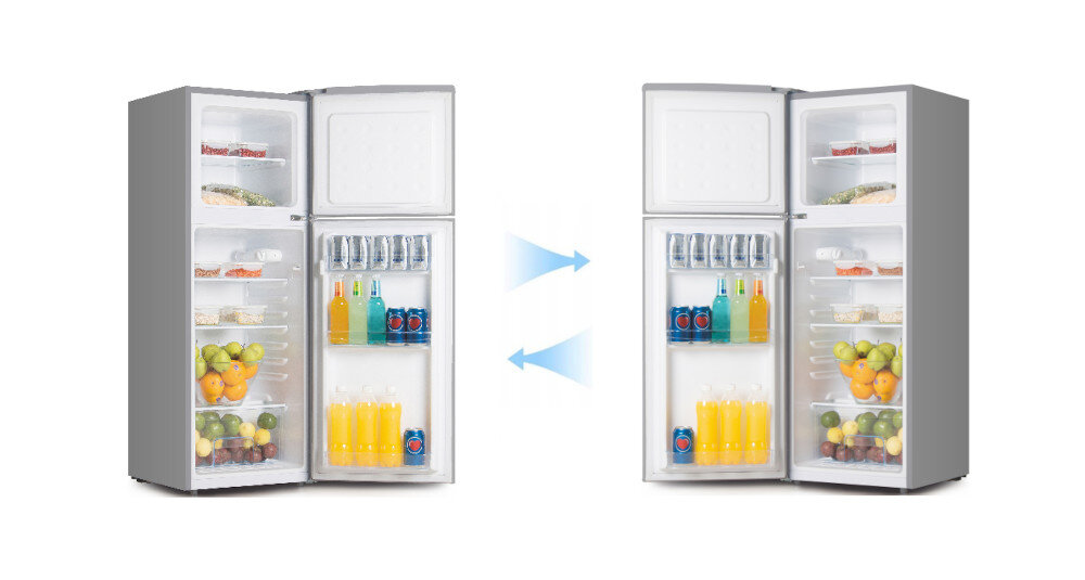 LODÓWKA SMITH&BROWN SFTF-111-SE3 zmiana kierunku otwierania drzwi lewo prawo Odwracalne drzwi dostosowanie wygoda