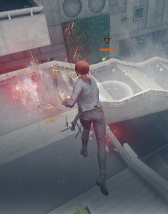 Wyświetlana na ekranie gra wideo Control jako przykład zaawansowanej grafiki napędzanej czipem Apple M4