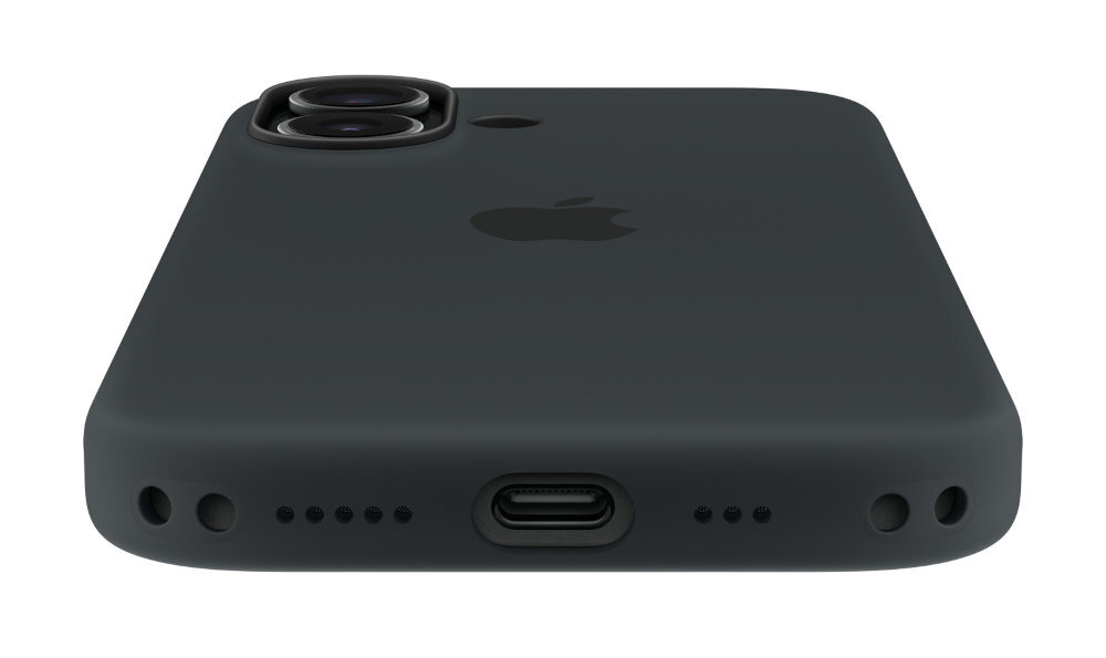 Etui APPLE Silicone Case MagSafe widoczny dół etui wycięcie na głośniki na port ładowania mikrofony