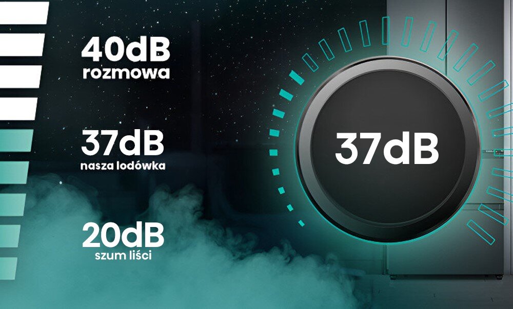 LODÓWKA HISENSE RQ758N4SGIE1 cicha praca 37 db poziom dźwięku
