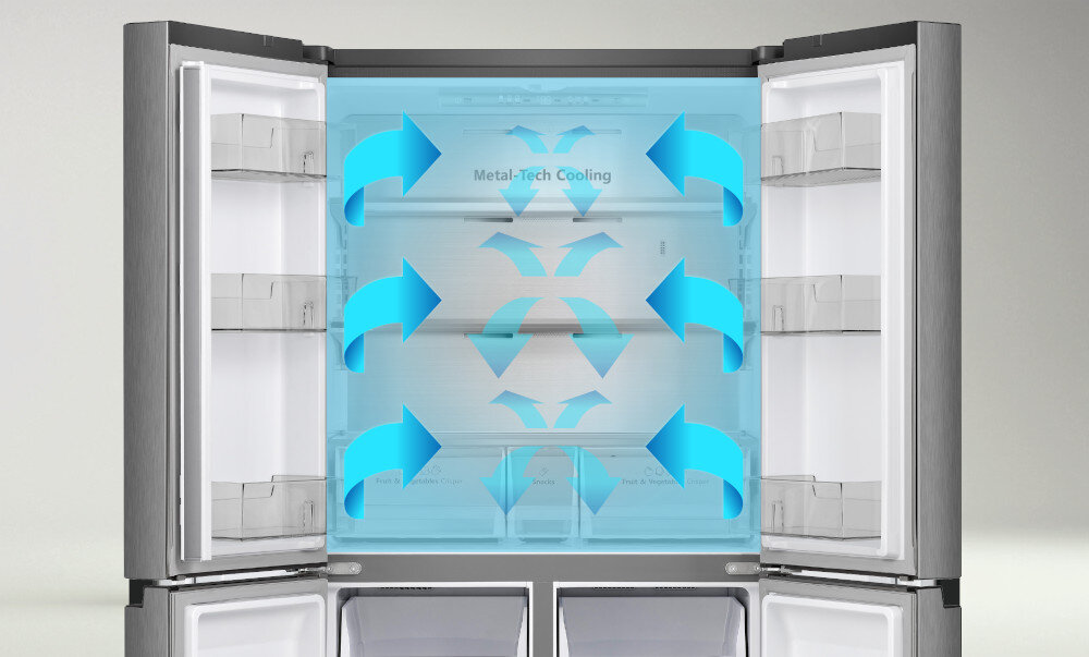 LODÓWKA HISENSE RQ758N4SGIE1 system Multi Air Flow równomierne rozprowadzanie powietrza na każdej półce
