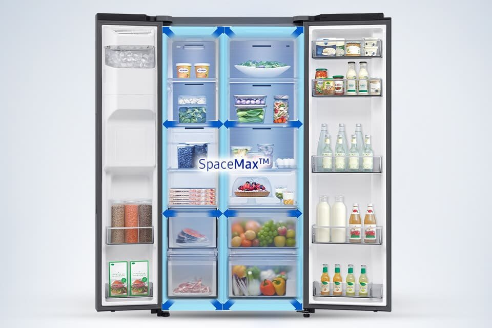lodówka z serii side by side Samsung rs70f64kdteo z technologią SpaceMax