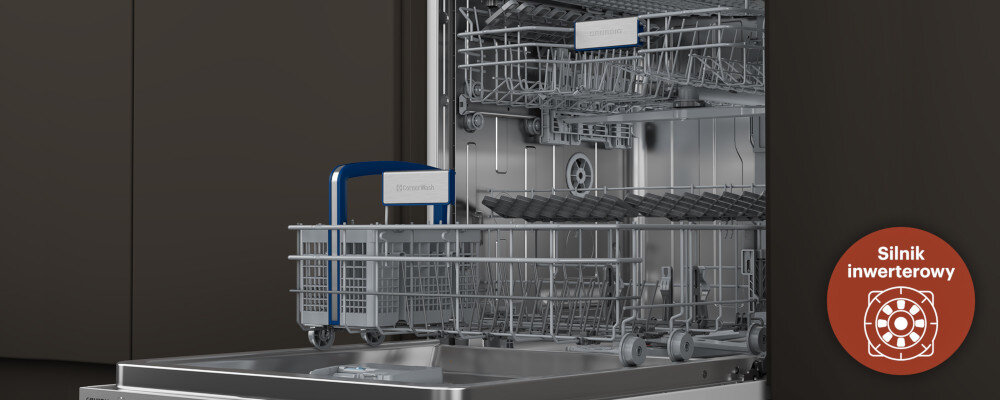 Zmywarka GRUNDIG GNVP4610C silnik inwerterowy cicha praca oszczędności żywotność trwałość cicha praca