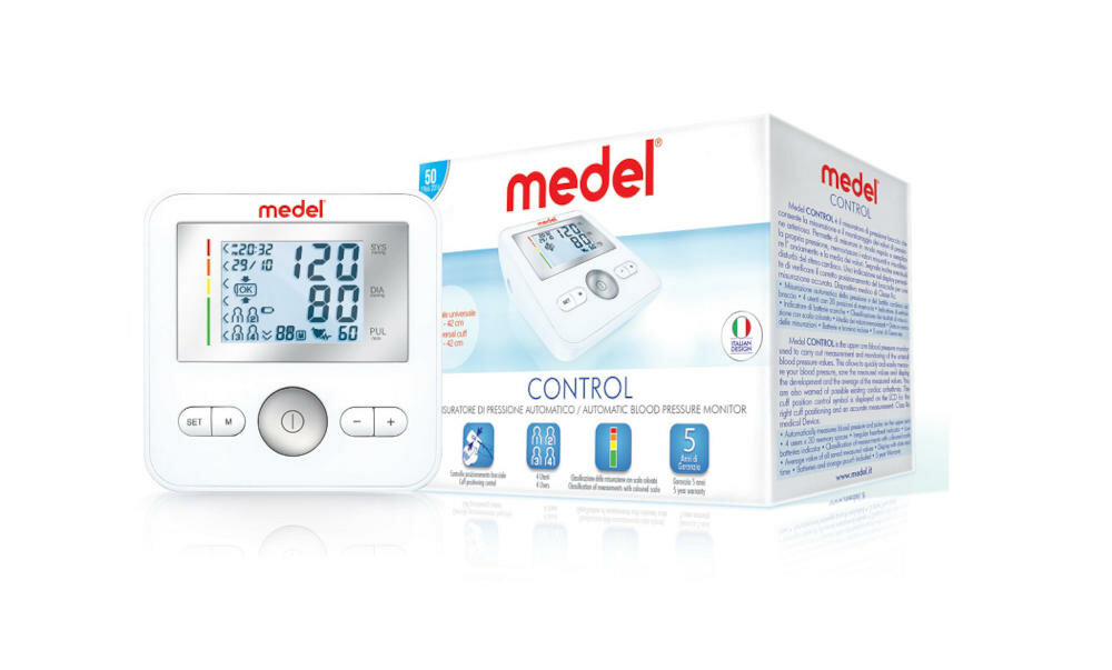 MEDEL-Control ciśnieniomierz zestaw urządzenie baterie mankiet etui instrukcja karta obsługi