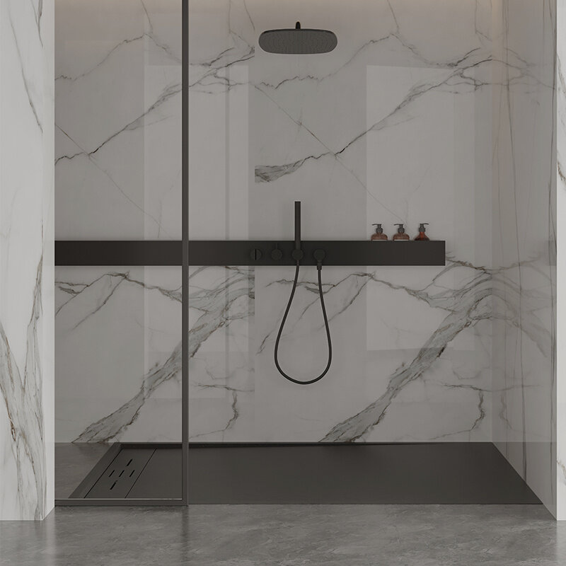 BRODZIK PRYSZNICOWY KAMIENNY PROSTOKĄTNY SLIM DEKO CZARNY 140x90 CM DEKO-BL-140X90