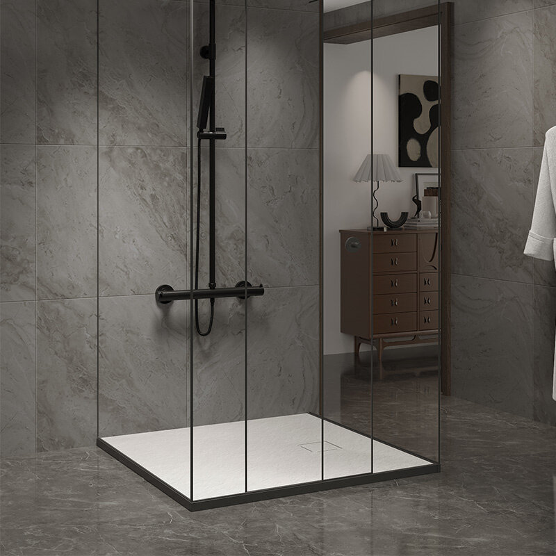 BRODZIK PRYSZNICOWY KAMIENNY KWADRATOWY SLIM RIKO BIAŁY 90x90 CM RIKO-WH-90