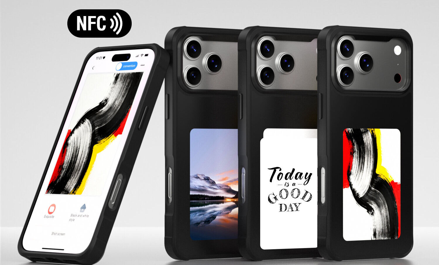 4smarts E-Ink Case dla iPhone 17 Pro wyświetlacz 480x480 241 DPI czterokolorowy ekran E-Ink, 480x480px, 241DPI, 4-kolorowy, bez energii