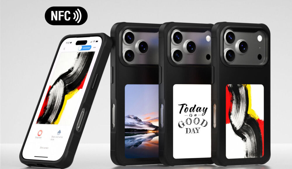 4smarts E-Ink Case dla iPhone 17 Pro Max wyświetlacz 480x480 241 DPI czterokolorowy ekran E-Ink, 480x480px, 241DPI, 4-kolorowy, bez energii