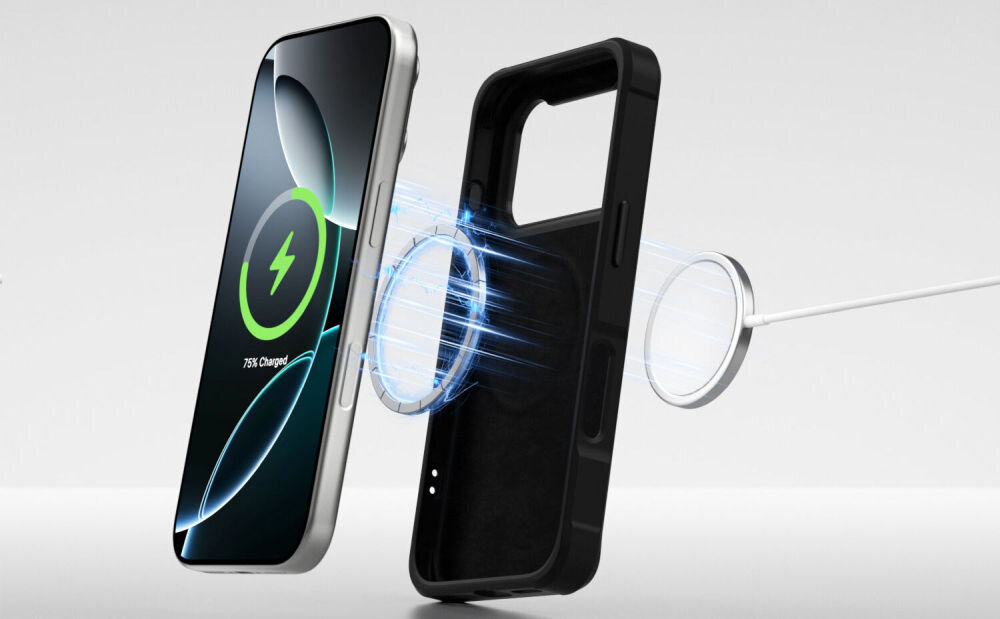 4smarts E-Ink Case iPhone 17 Pro Max Qi2 MagSafe poliwęglan PC ochrona magnetyczne mocowanie, Qi2, MagSafe, poliwęglan, porty