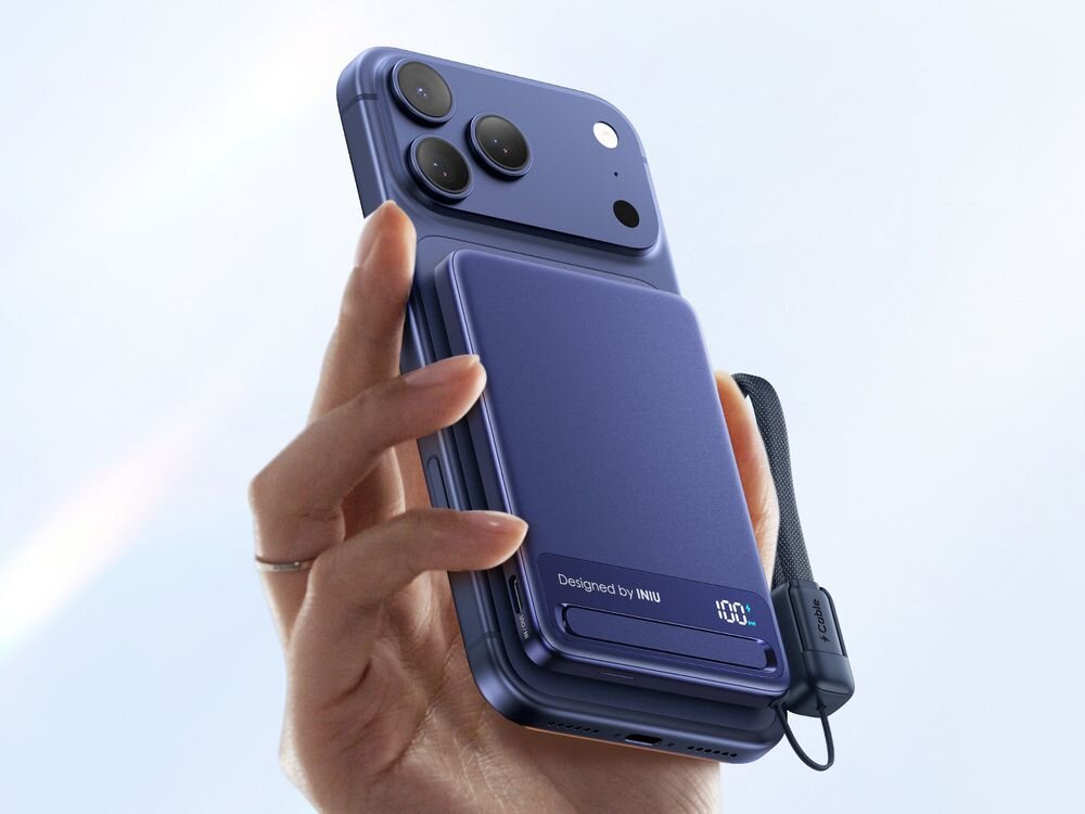 INIU MagPro Slim 5000 mAh 30 minut iPhone’a 16 do 70% - telefon podłączony do powerbanka