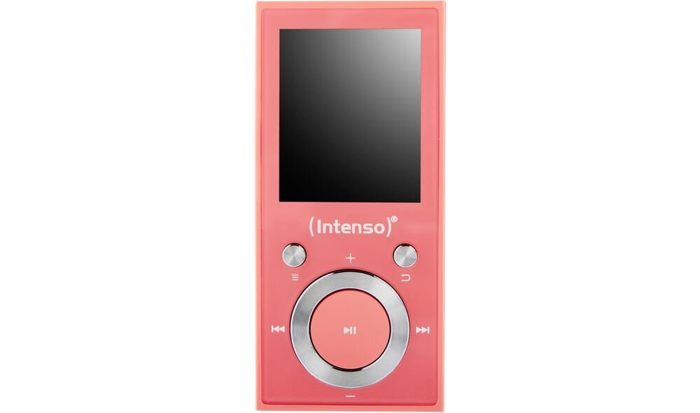 Odtwarzzacz MP3 INTENSO 64GB Video Scooter korektor dźwięku Hold kompaktowe wymiary 28 g, urządzenie na białym tle