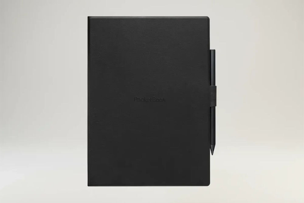 Etui POCKETBOOK InkPad One Czarny zamknięte etui na beżowym tle wyściółka z mikrofibry, ochrona ekranu, dbałość o detale