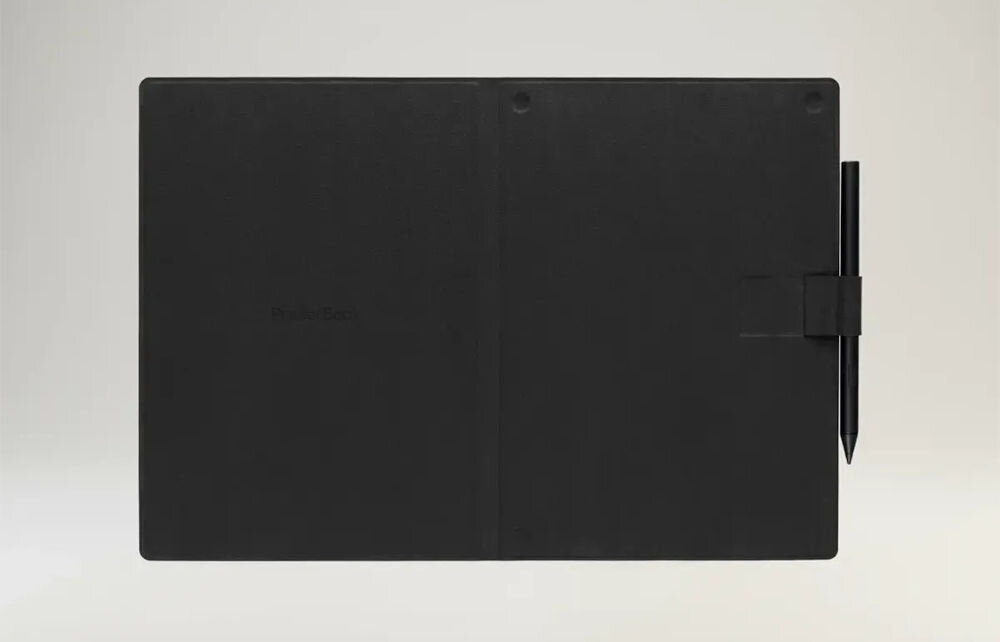 Etui POCKETBOOK InkPad One Czarny otwarte etui na beżowym tle sleep mode, automatyczne wybudzanie, oszczędność baterii