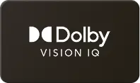 Logo z napisem \'Dolby VISION IQ\' na ciemnym tle.
