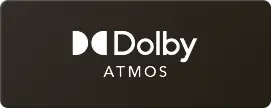 Czarne tło z białym napisem \'Dolby ATMOS\'.