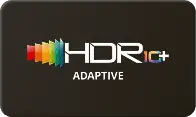 Logo HDR10+ Adaptive z kolorowym gradientem w tle.