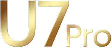 Złoty napis \'U7 Pro\' na przezroczystym tle.