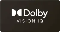 Logo Dolby Vision IQ na czarnym tle.